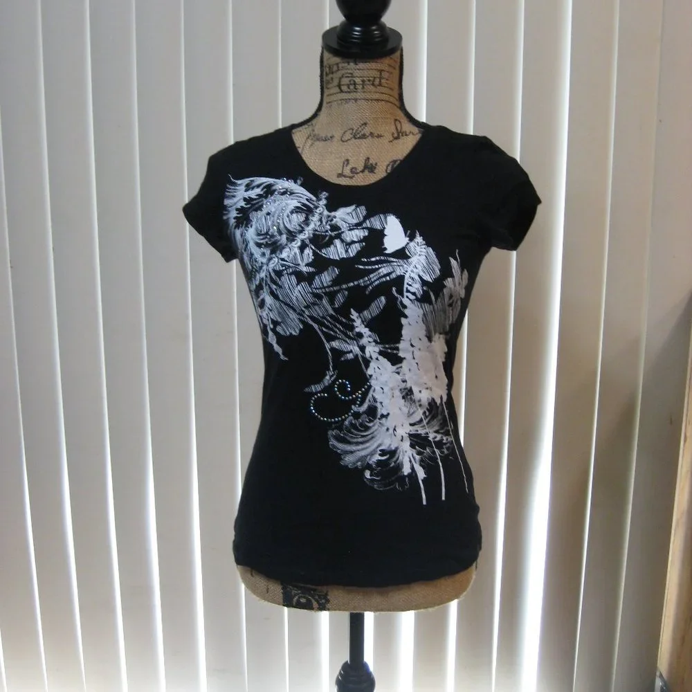 NWOT Express black graphic tee t shirt top XS extra small